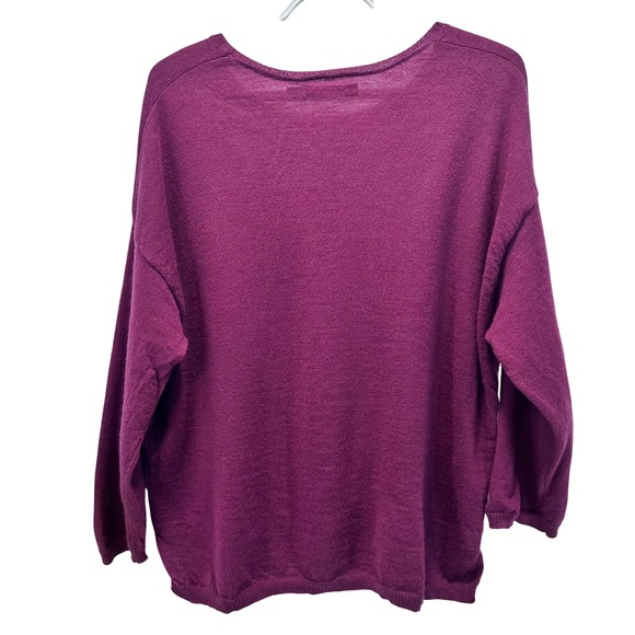 Gudrun Sjoden Organic Wool Sweater Size L Berry Purple Crew Neck Knit - Picture 2 of 8